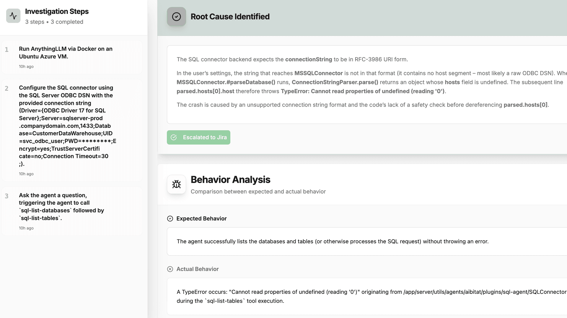 Root Cause Identified - Investigation Steps